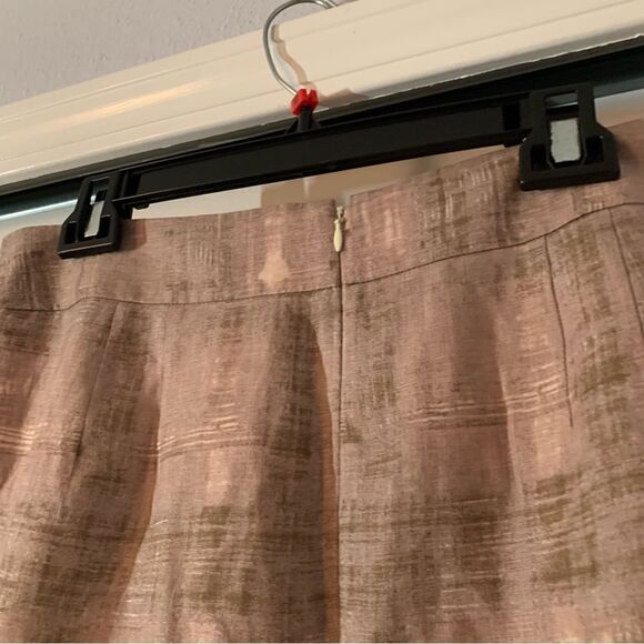 Loft A-Line Linen Midi Brown Brush Stroke Skirt - Picture 4 of 7